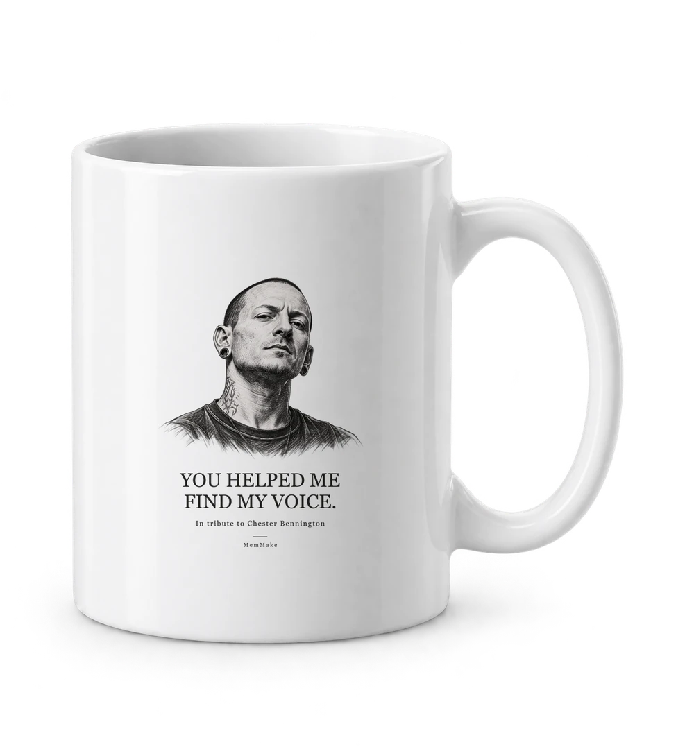 The same Found my voice portrait and words on an illustrative mug concept, coming soon