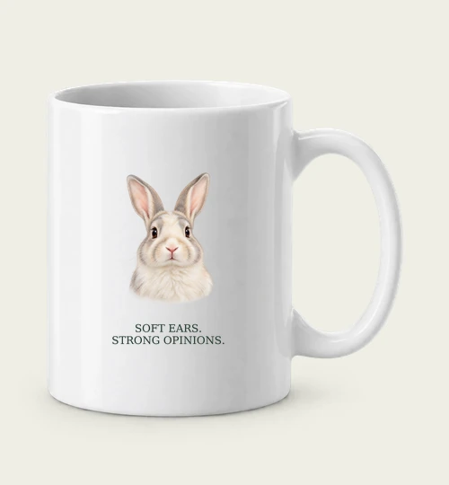 Soft Ears, Strong Opinions digital mug design preview