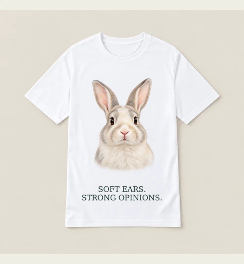 Soft Ears, Strong Opinions digital tee design preview