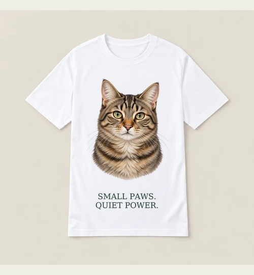 Small Paws, Quiet Power digital tee design preview