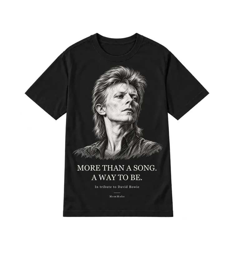Black Everyday Tee digital mockup, A way to be, words: MORE THAN A SONG. / A WAY TO BE.